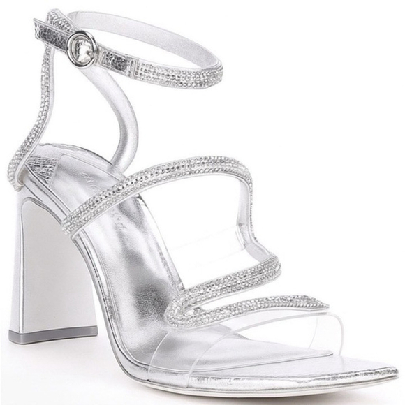 Antonio Melani Shoes - Antonio Melani Women's Silver Strappy Heels Sandals Size 8.5, Gray